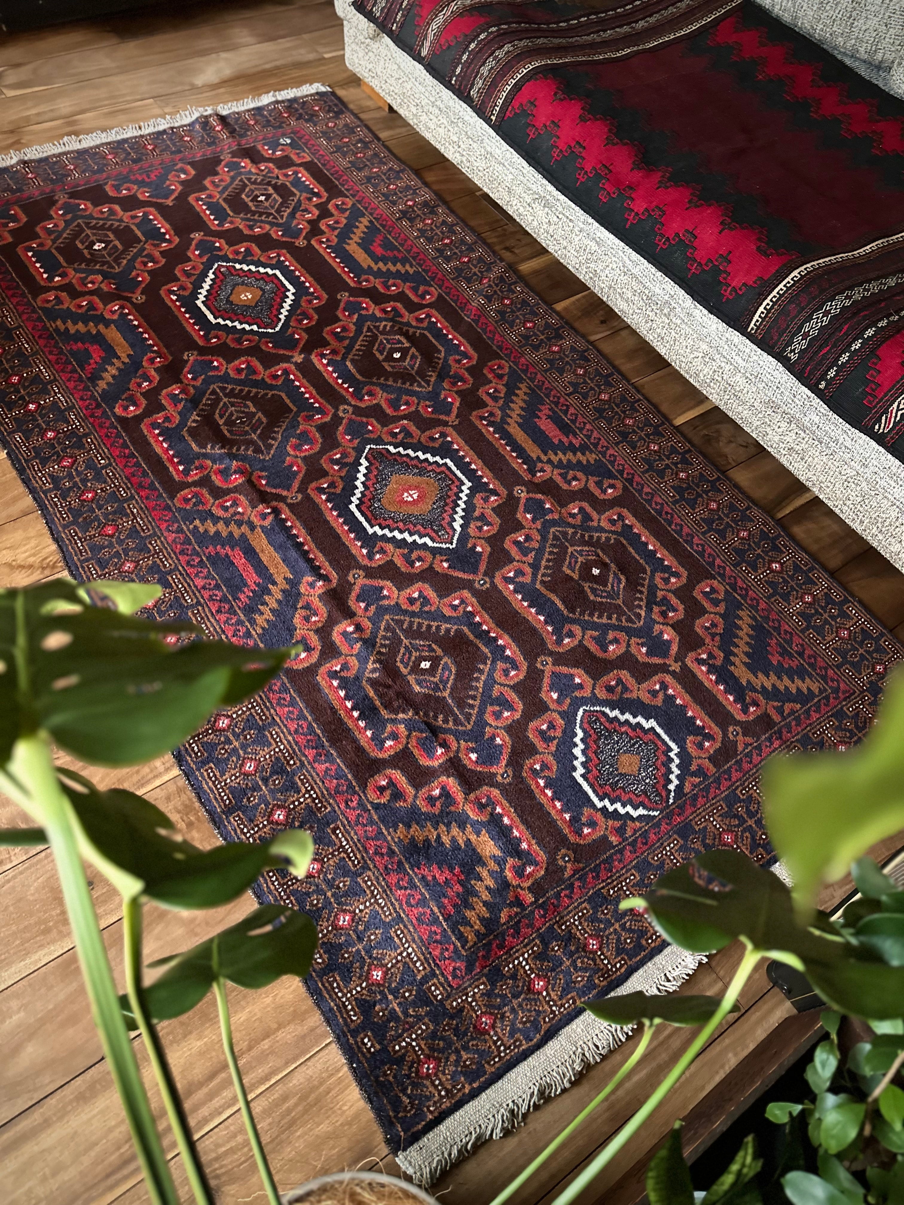 トライバルラグ ヴィンテージラグ バルーチ族 ミニラグ キャメルネック