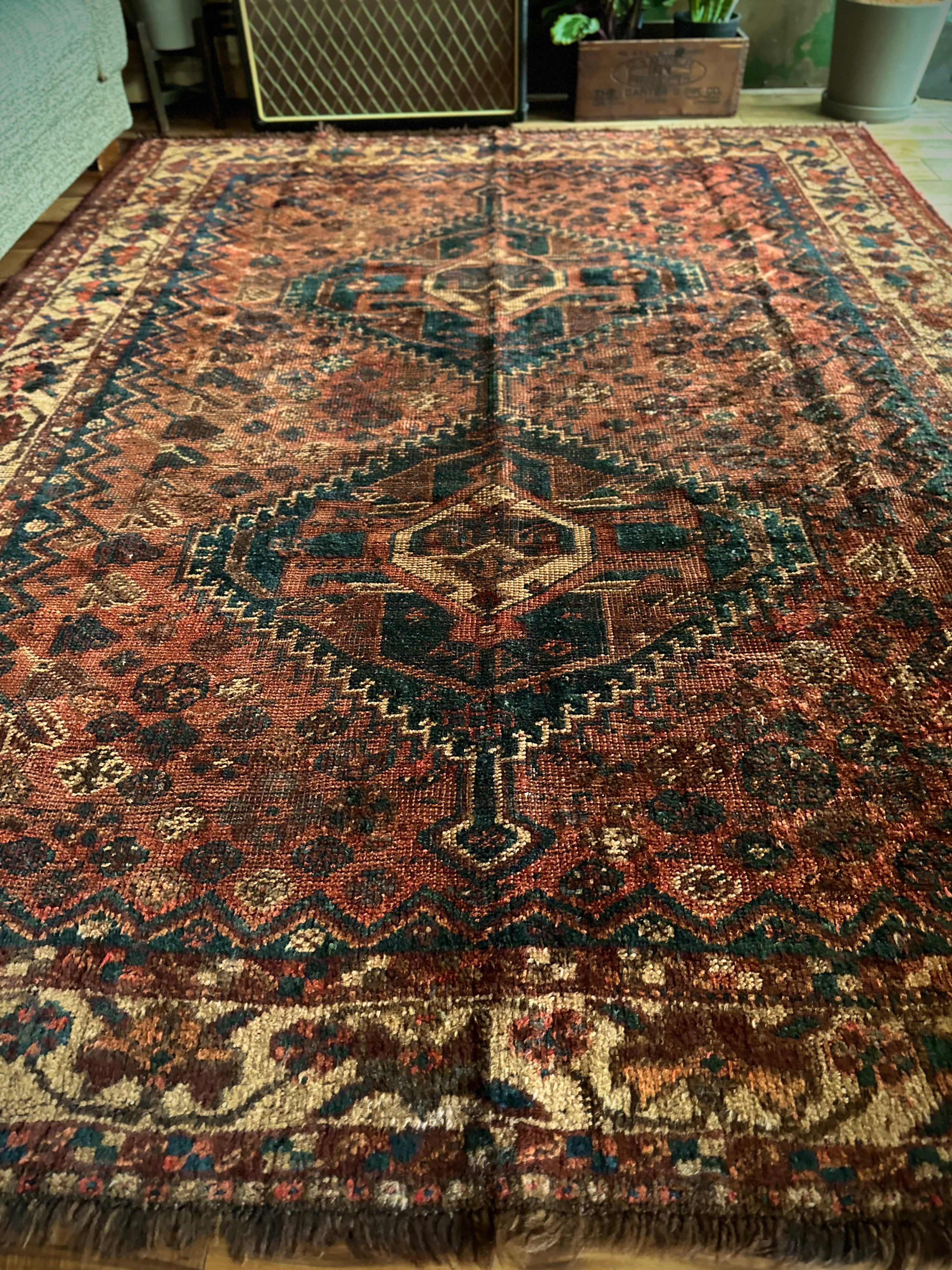 トライバルラグヴィンテージラグペルシャ絨毯カシュガイ族シラーズ美品